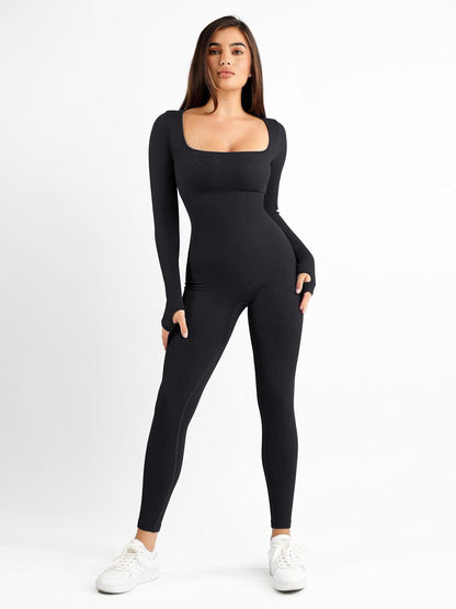 Shapewear Long Sleeve Seamless Thumb Hole Jumpsuit