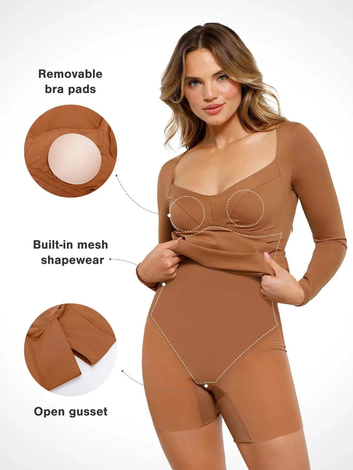 Redtag Thermal Shapewear Long Sleeve Sweetheart Mini Dress For Insiders