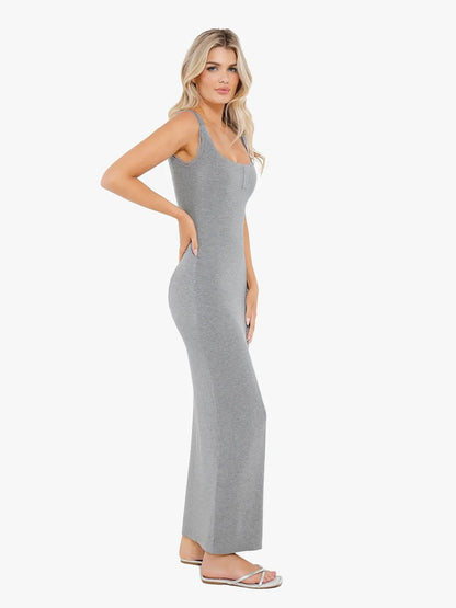 Contouring Shapewear Square Neck Modal Henley Maxi Dress