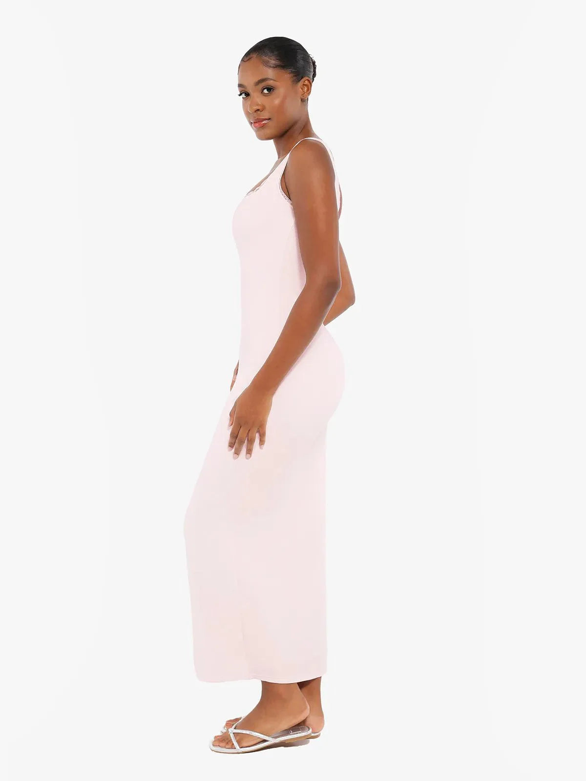 Contouring Shapewear Square Neck Modal Henley Maxi Dress