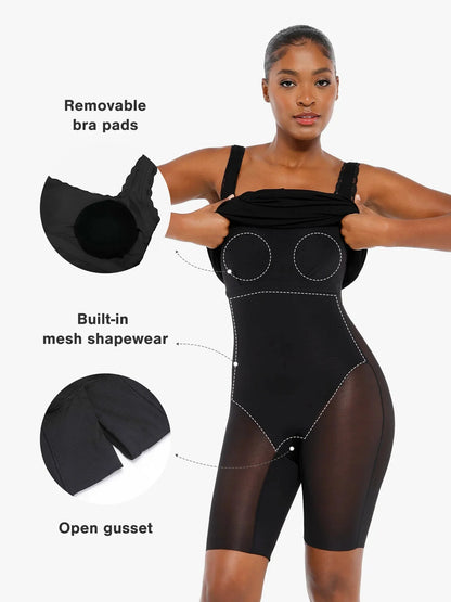 Contouring Shapewear Square Neck Modal Henley Maxi Dress