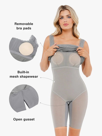 Contouring Shapewear Square Neck Modal Henley Maxi Dress