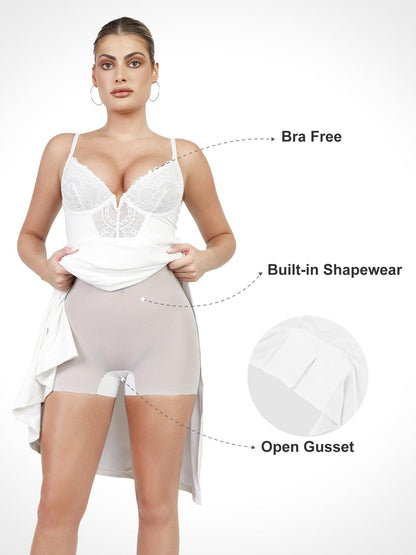 Shapewear Lace Dress Sheer Mesh Cover-Up Set