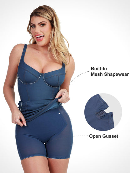 Shapewear Denim Sculpting Dress or Bodysuit or Jumpsuit