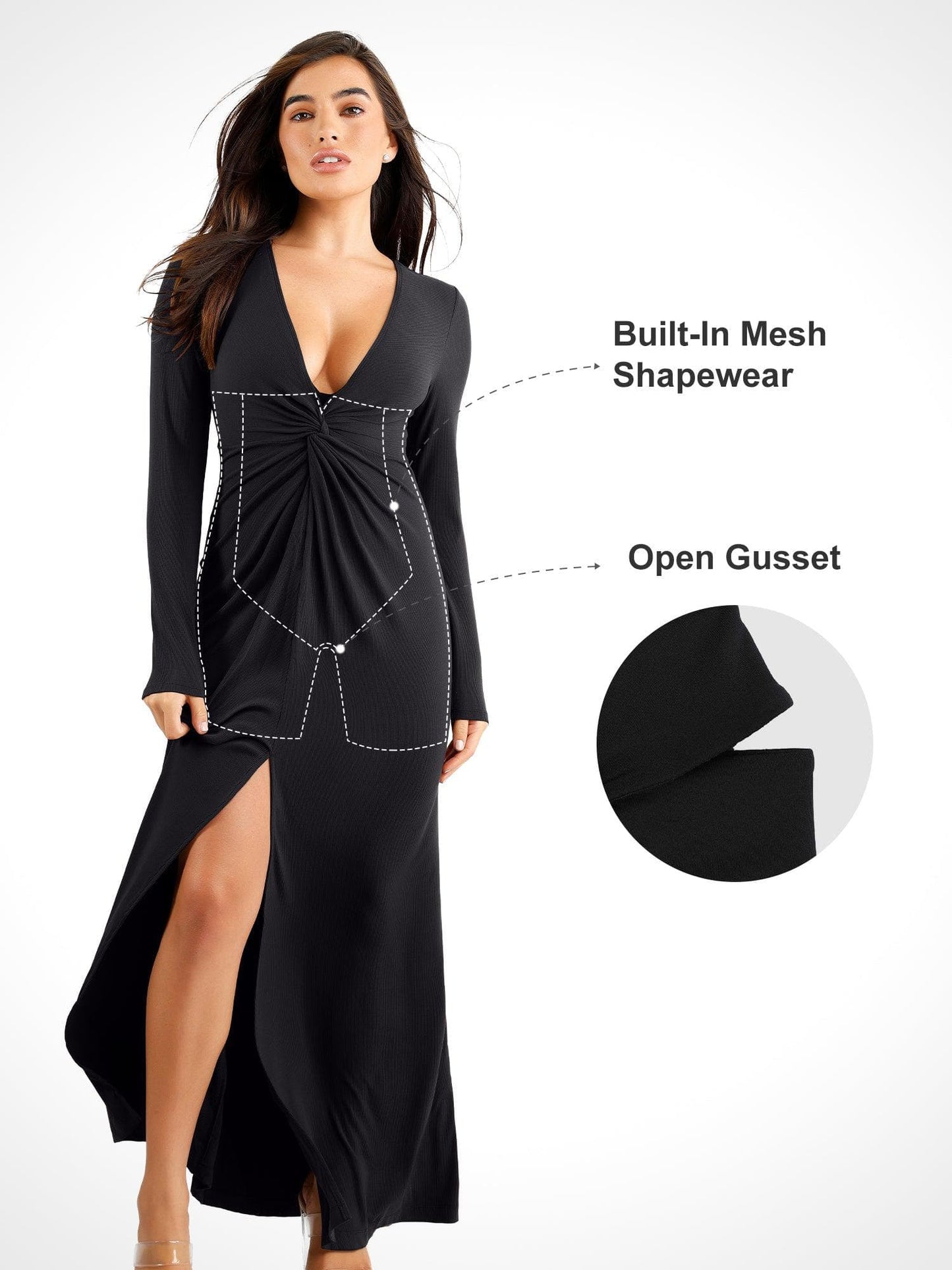The Shapewear Dresses Long Sleeve Split