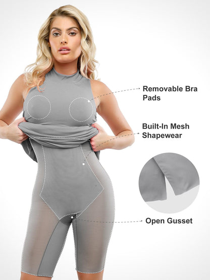 Shapewear Modal Sleeveless Mock Neck Slimming Maxi Dress