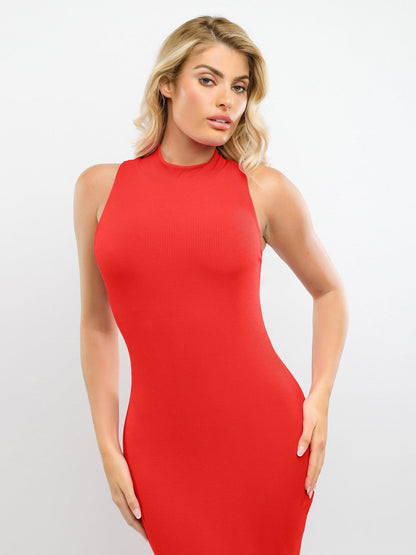 Shapewear Modal Sleeveless Mock Neck Slimming Maxi Dress