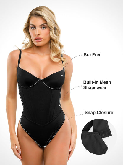 Built-In Shapewear Thong Bodysuits Or Split Midi Skirt