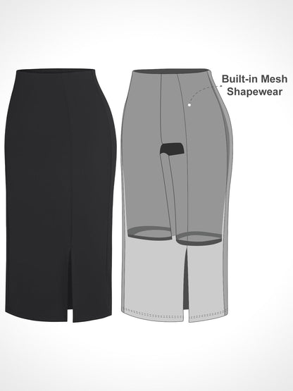 Built-In Shapewear Thong Bodysuits Or Split Midi Skirt