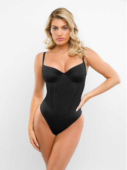 Built-In Shapewear Thong Bodysuits Or Split Midi Skirt