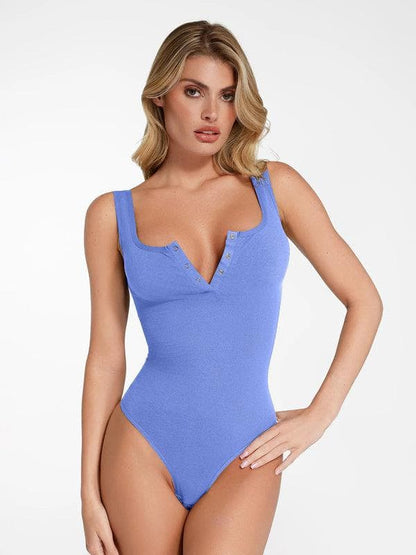 Day To Night Set Square Neck Tank Bodysuit Built-in Shapewear Pants