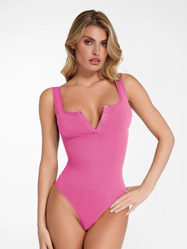 Day To Night Set Square Neck Tank Bodysuit Built-in Shapewear Pants
