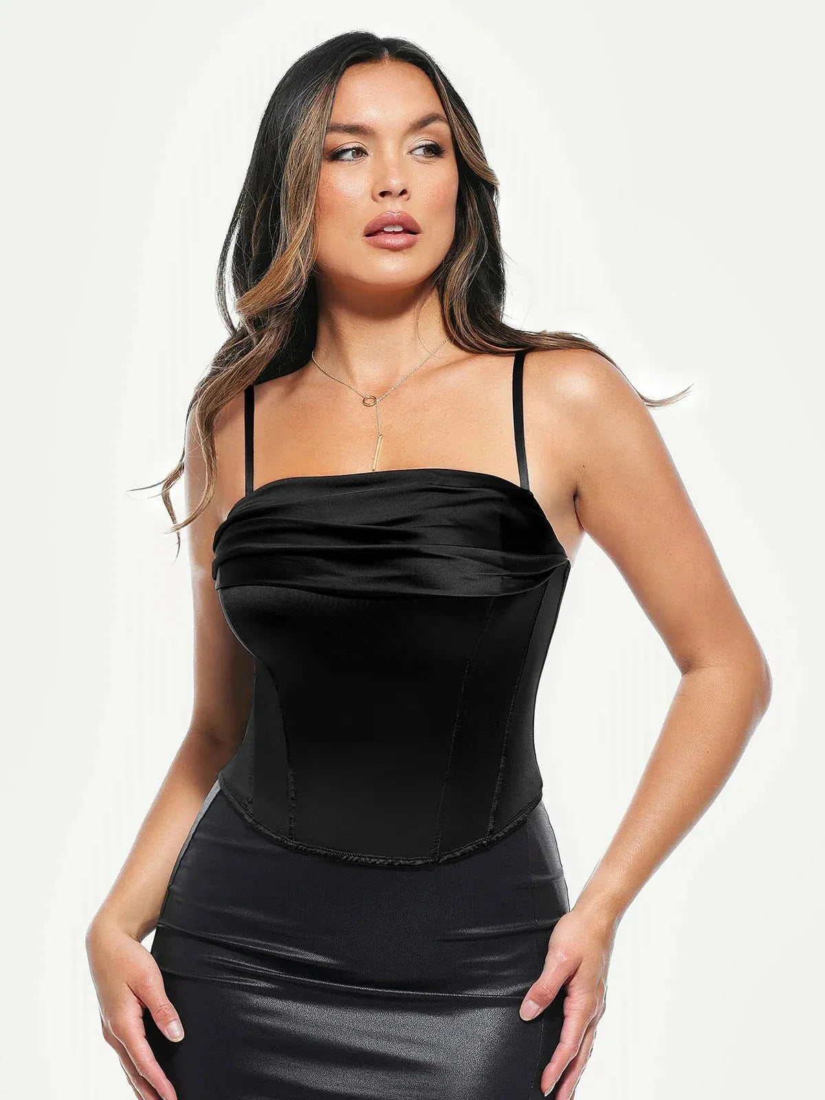 Draped Sculpting Floral-Print Camisole Top