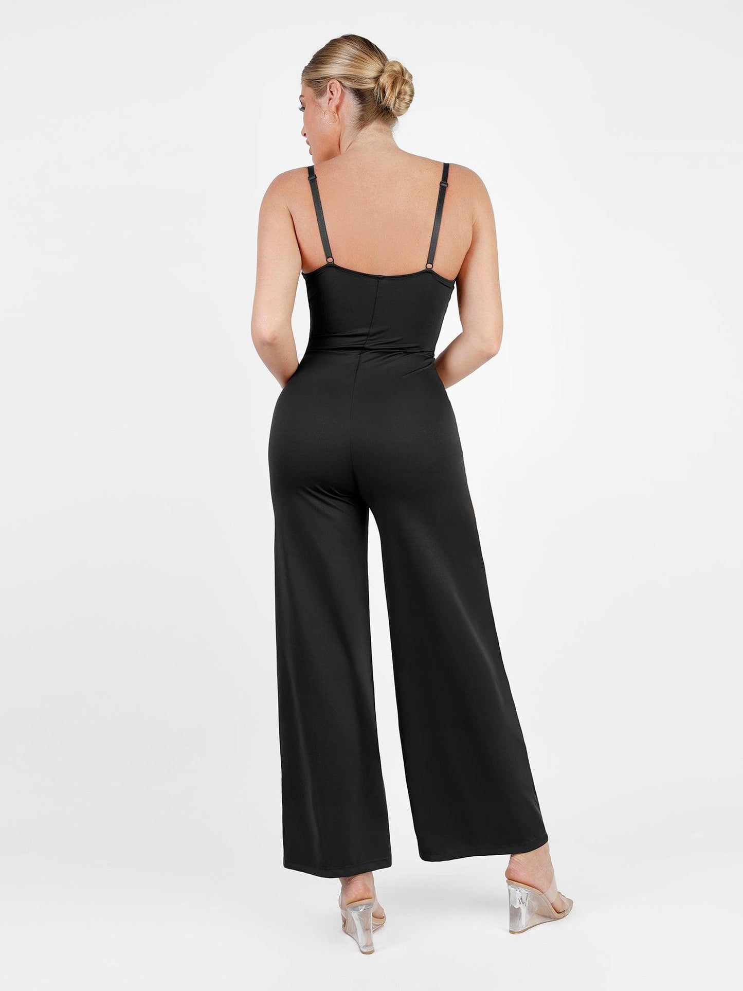 Shapewear Lace Deep V-Neck Sculpting Wide Leg Jumpsuit For Insiders