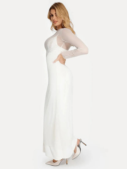 Long Sleeve Sheer Mesh Maxi Cover-Up