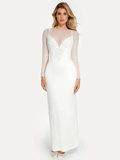 Long Sleeve Sheer Mesh Maxi Cover-Up