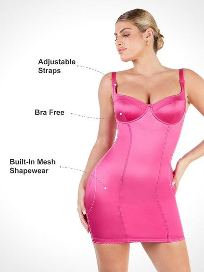 Shapewear Scuplting Satin Bustier Mini Dress For Insiders