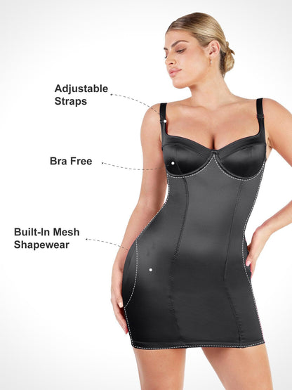 Shapewear Scuplting Satin Bustier Mini Dress For Insiders