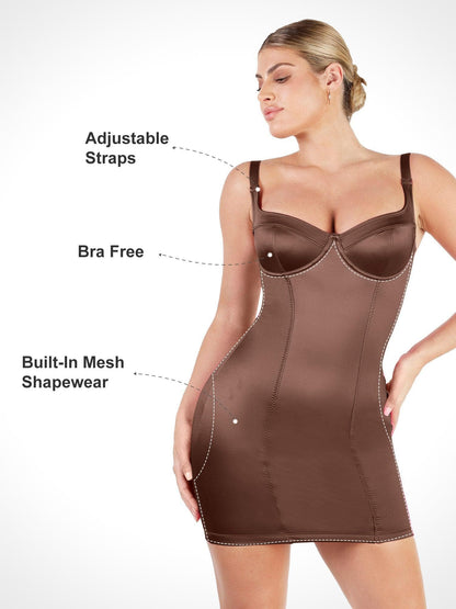 Shapewear Scuplting Satin Bustier Mini Dress For Insiders