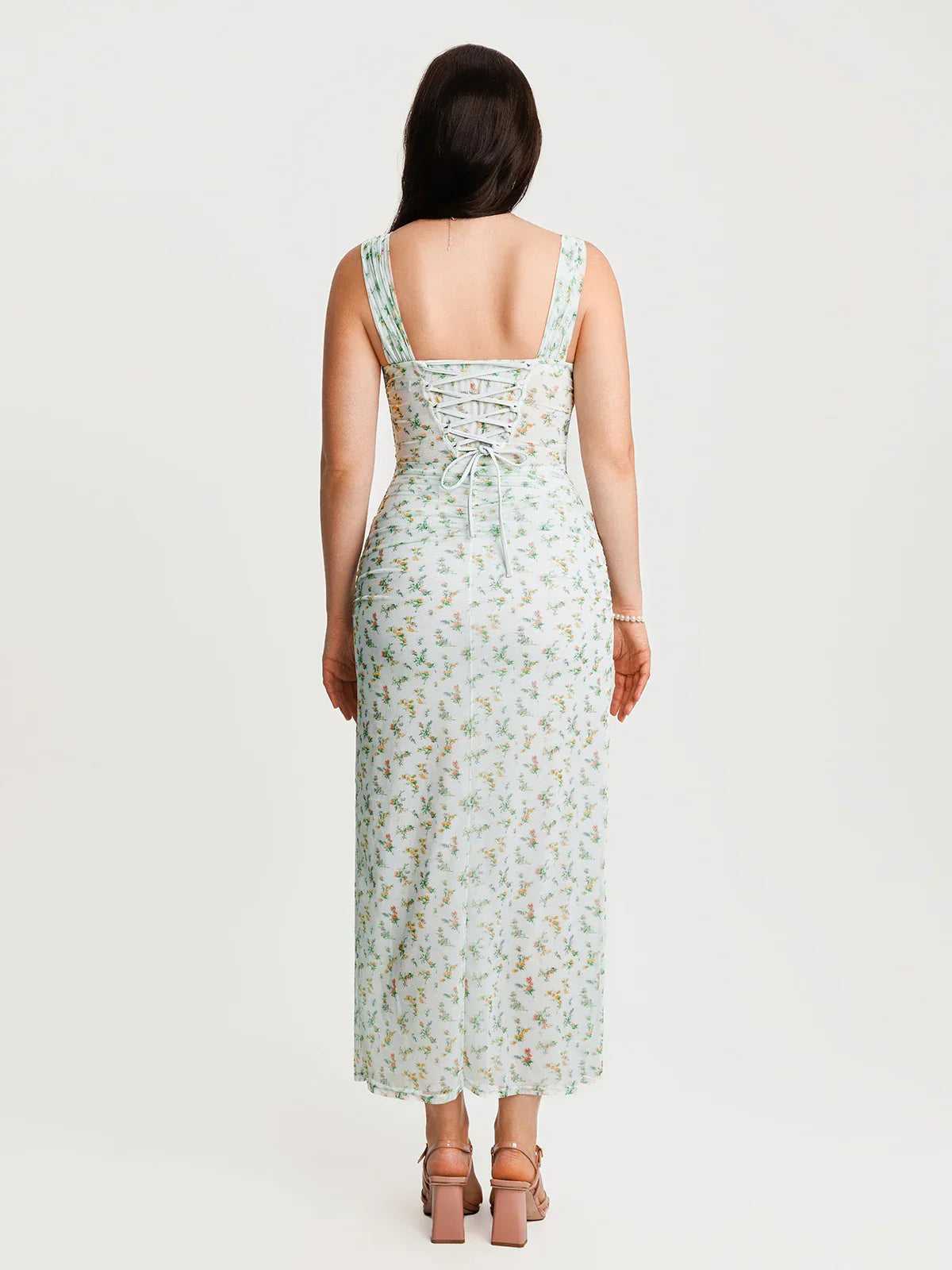 Off-The-Shoulder Sculpting Floral Print Maxi Dress