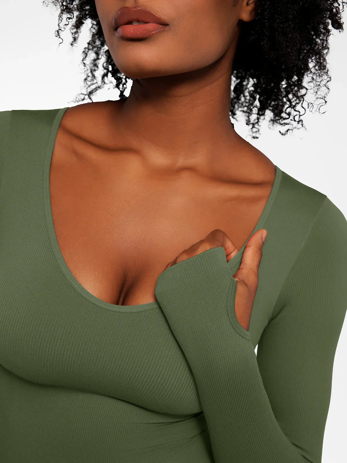 Popilush Ribbed U Neck Built-in Bra Tummy Control Jumpsuit