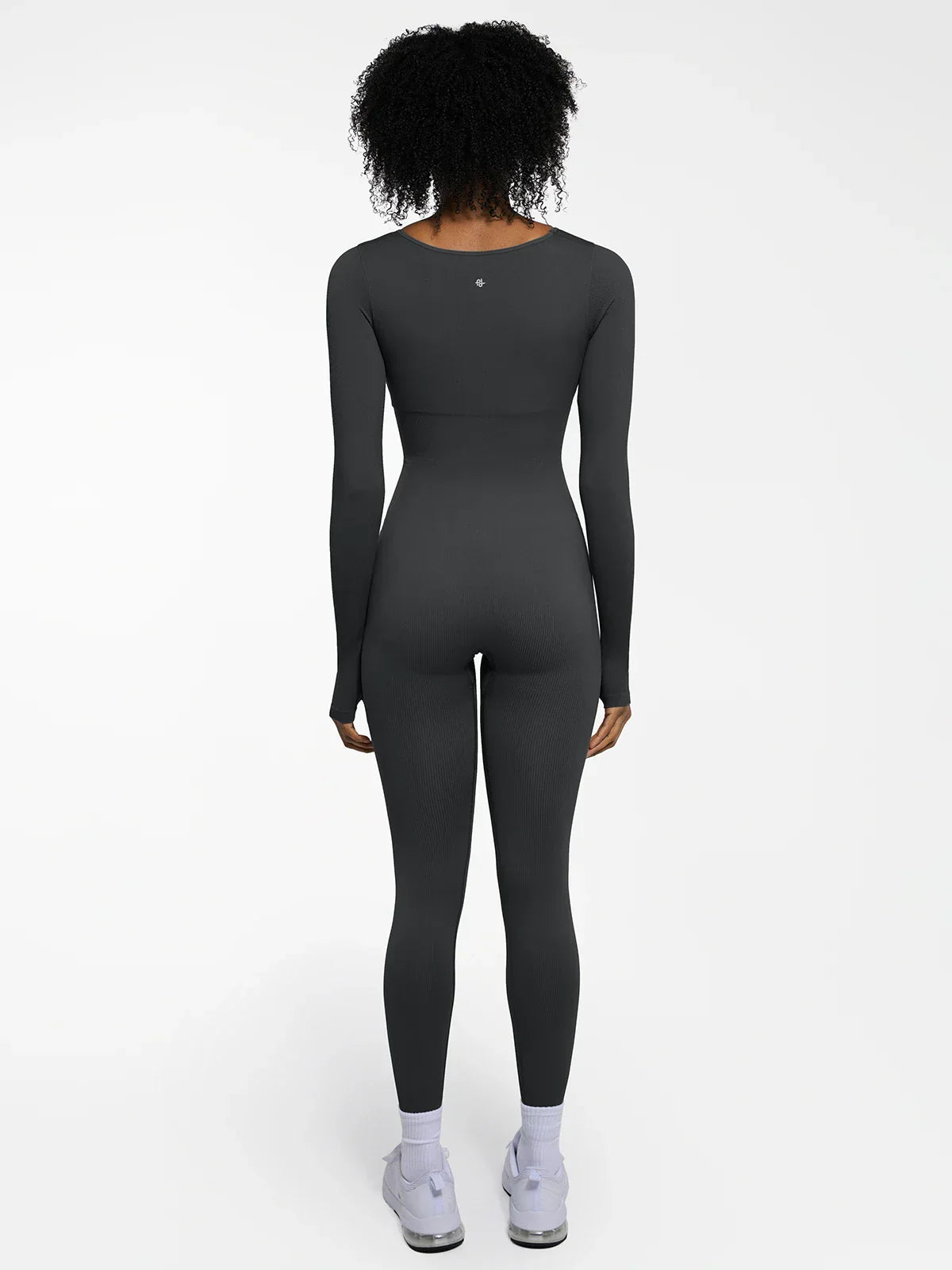Popilush Ribbed U Neck Built-in Bra Tummy Control Jumpsuit