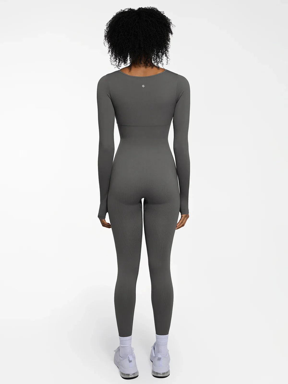 Popilush Ribbed U Neck Built-in Bra Tummy Control Jumpsuit