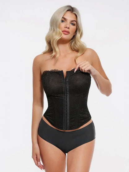 Shapewear Sculpting Leopard Mesh Detachable Strap Corset Top