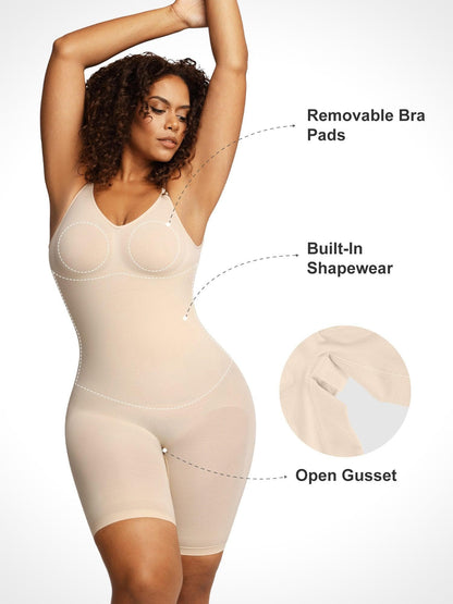 Shapewear Low Back Tummy Control Mid-Thigh Bodysuit