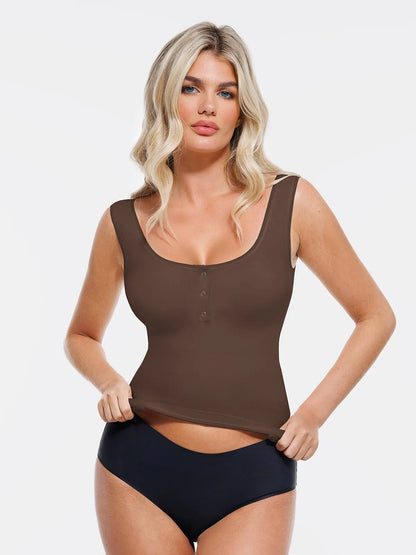 Sculpting Push-Up Square Neck Sleeveless Cami Top with Built-in Bra