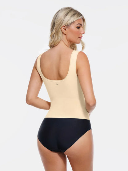 Sculpting Push-Up Square Neck Sleeveless Cami Top with Built-in Bra