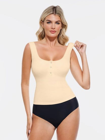 Sculpting Push-Up Square Neck Sleeveless Cami Top with Built-in Bra
