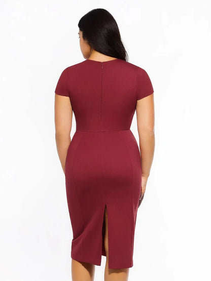SculptWear Short Sleeve Fitted Sheath Dress
