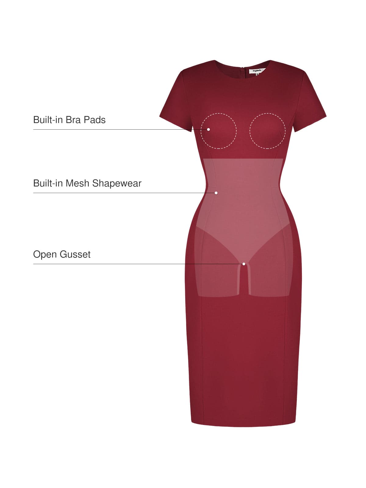 SculptWear Short Sleeve Fitted Sheath Dress