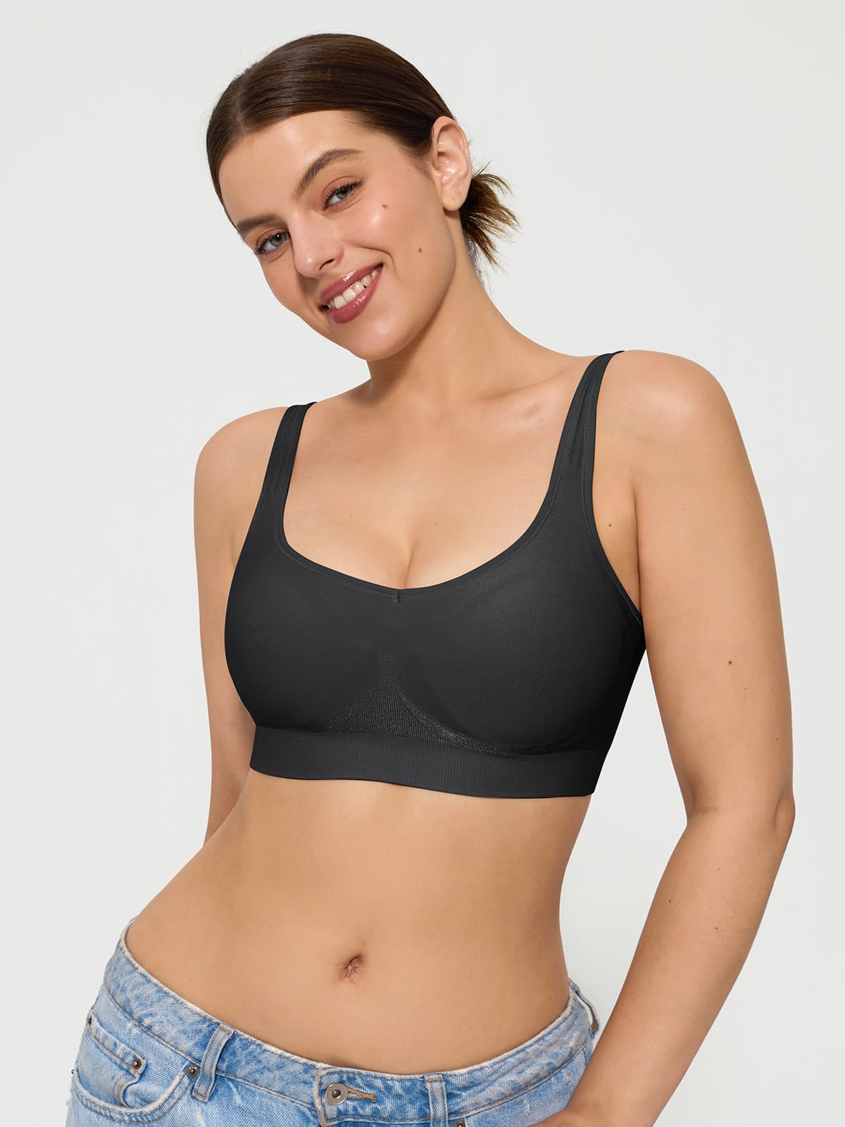 Seamless Adjustable Wide-Strap Underwire-Free Smoothing Bra