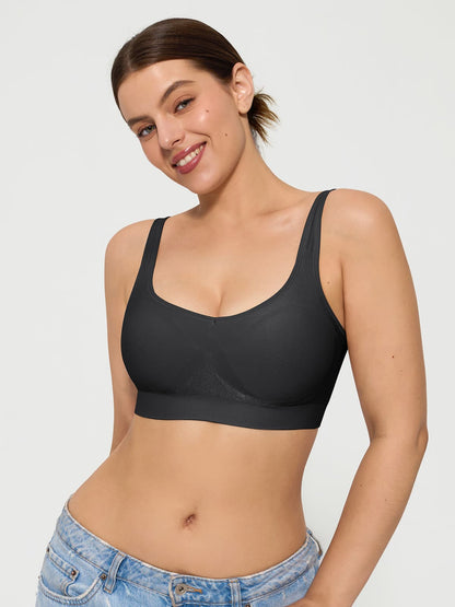 Seamless Adjustable Wide-Strap Underwire-Free Smoothing Bra