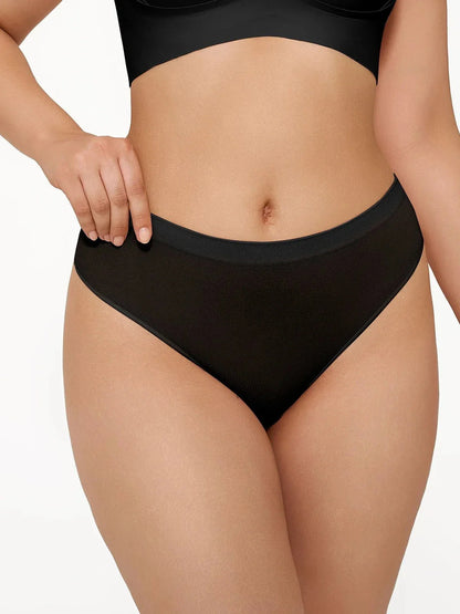 Seamless Solid Mid-Rise Thong Brief