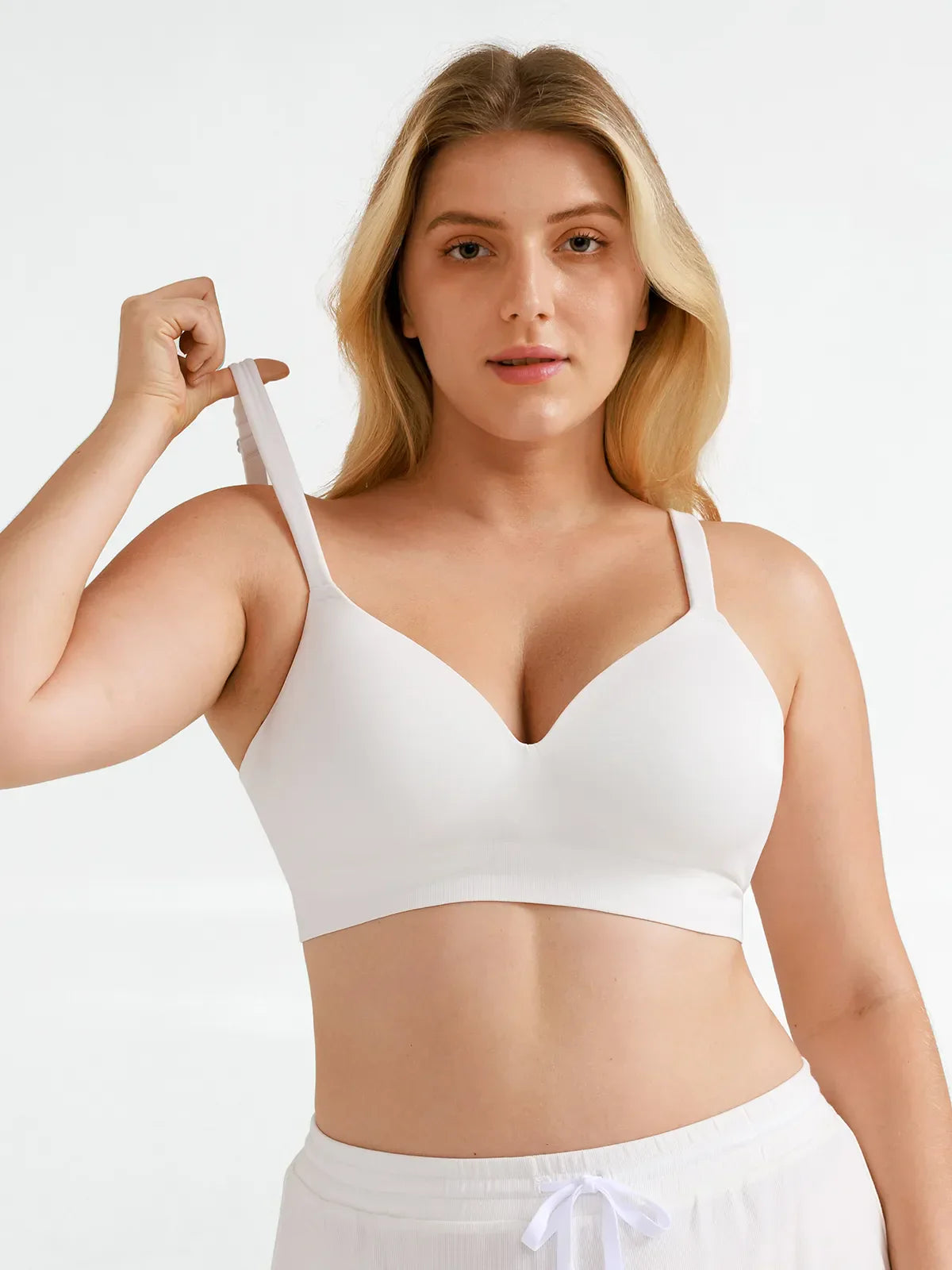 Seamless Wireless Adjustable Wide-Strap T-Shirt Bra