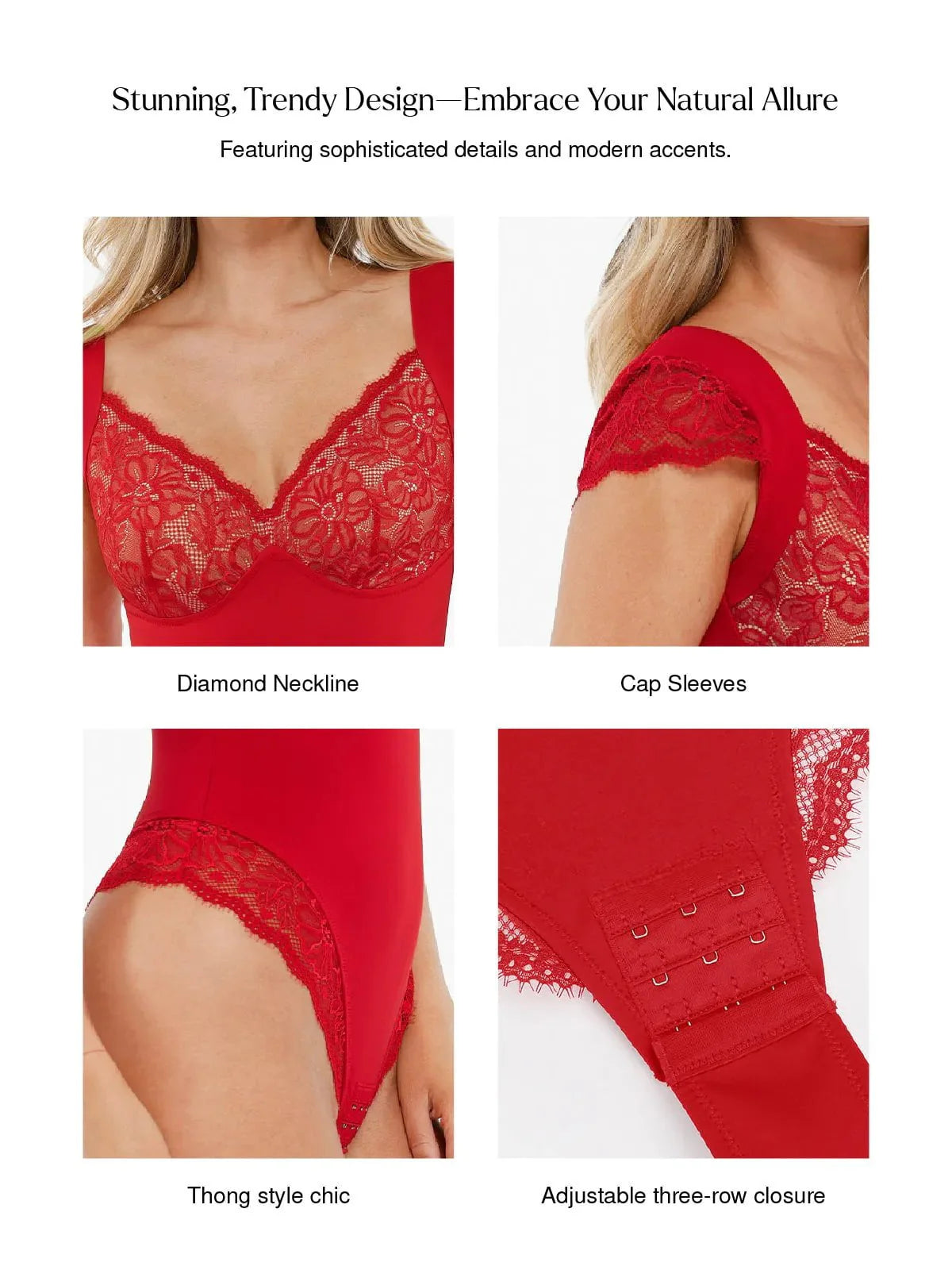 Sexy Shapewear Deep V Cap Sleeve Lace Bodysuit