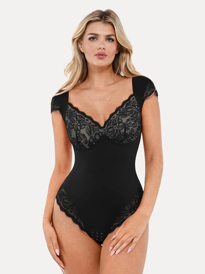 Shapewear Cap Sleeve Slimming Lace Cup Bodysuit