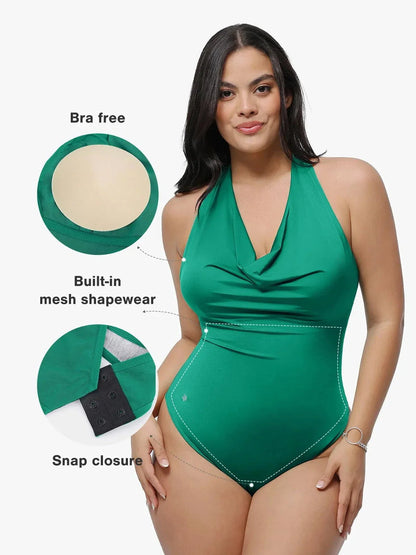 Shapewear Cowl Neck Halter Tummy Control Bodysuit