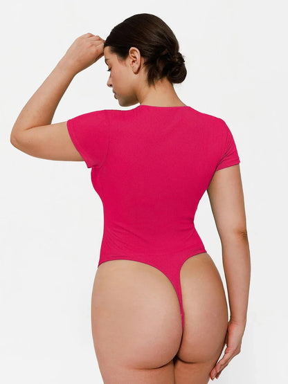 Shapewear Deep V-Neck Button Front Sculpting Bodysuit