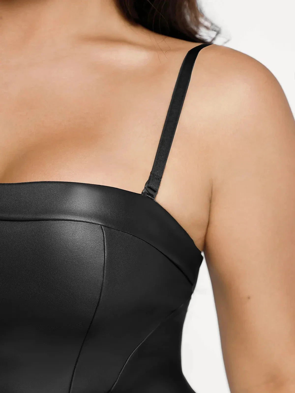 Shapewear Faux Leather Corset Bodice Slimming Jumpsuit