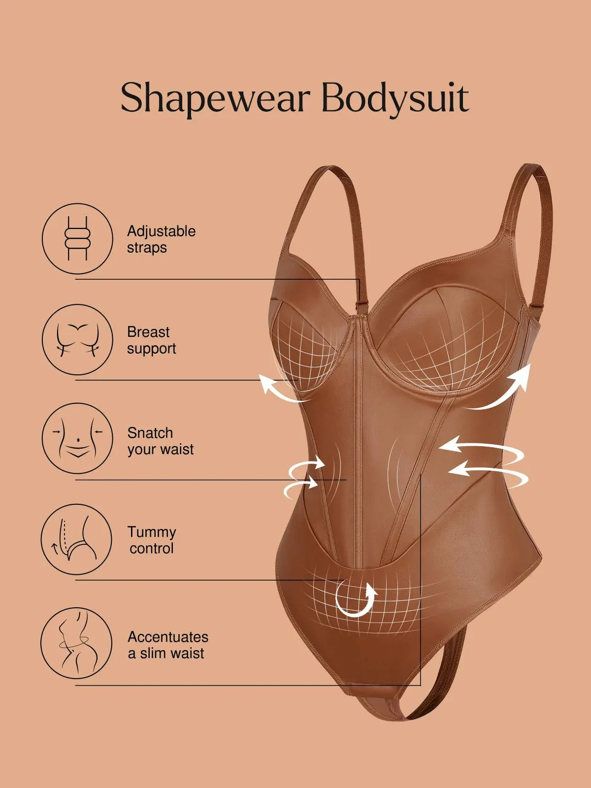 Sexy Faux Leather Corset Tank Bodysuit