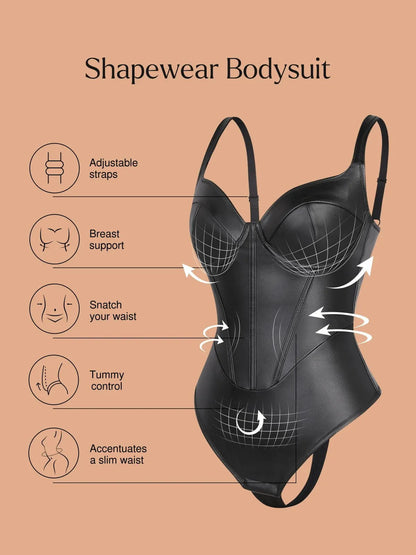 Sexy Faux Leather Corset Tank Bodysuit