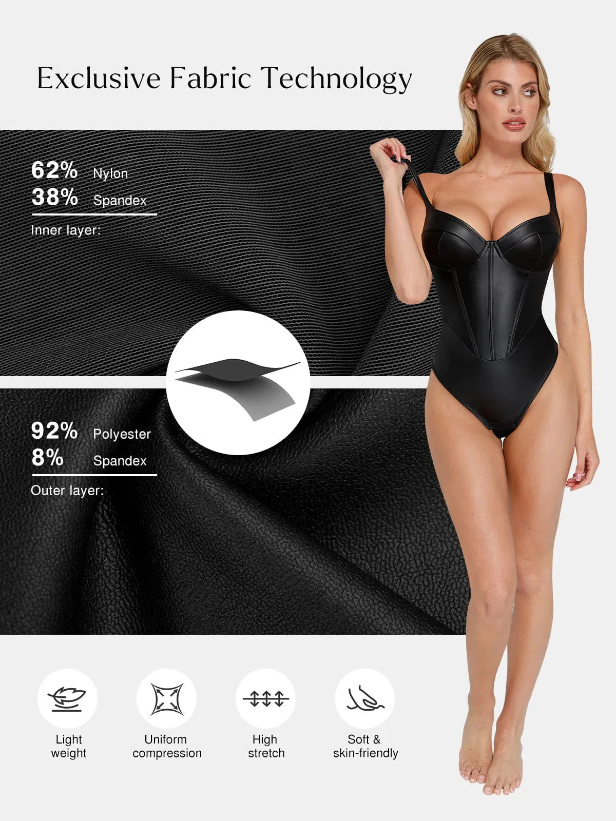 Sexy Faux Leather Corset Tank Bodysuit