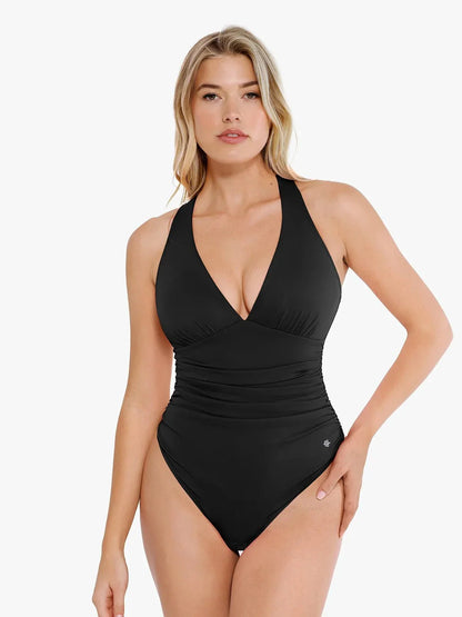 Shapewear Halter Cowl Neck Ruched Tummy Control Bodysuit