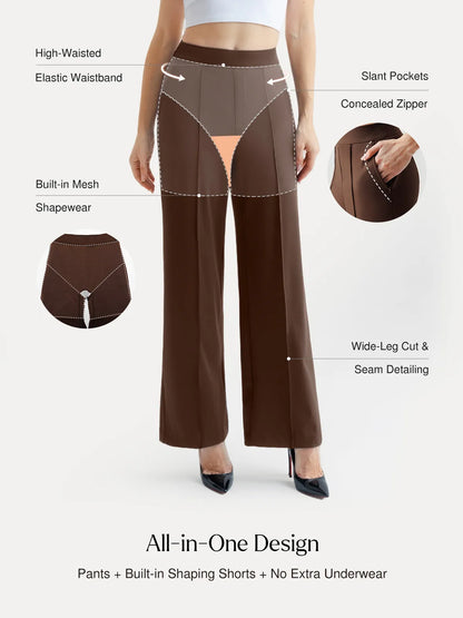 Shapewear High-Waisted Tummy Control Wide Leg Trousers