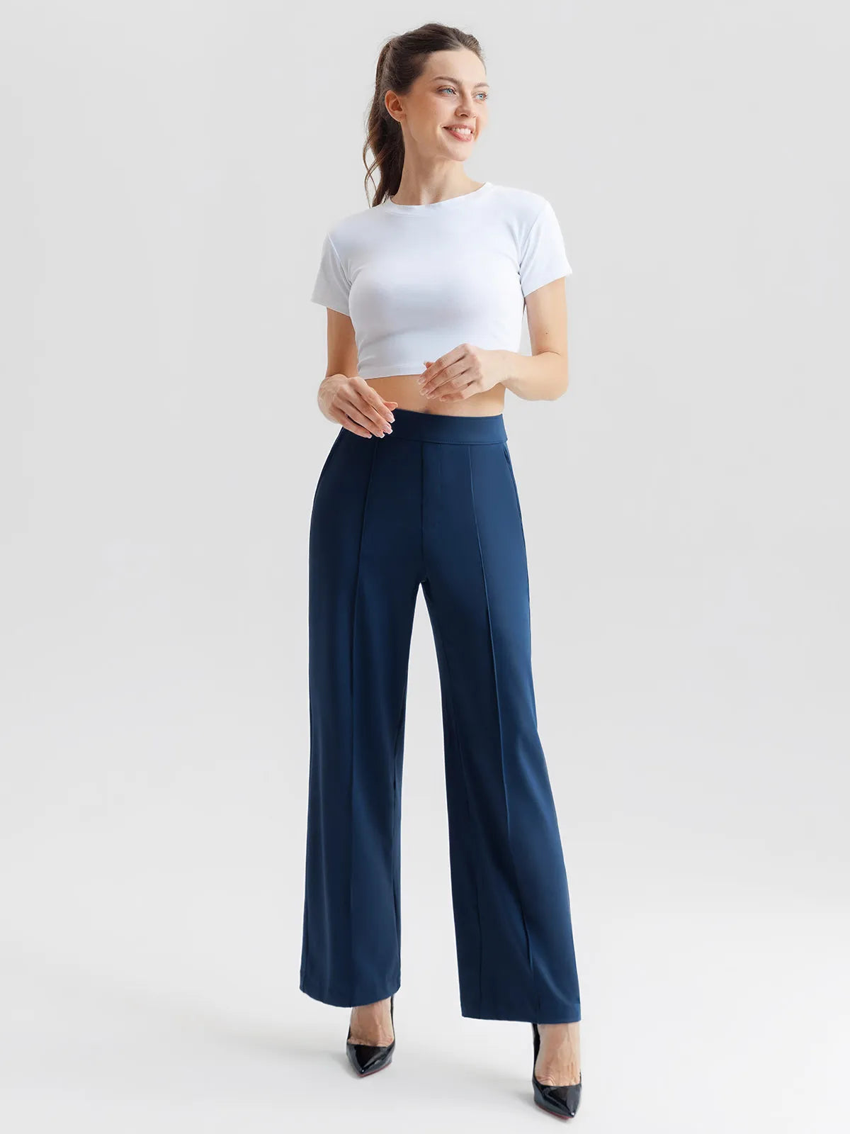 Shapewear High-Waisted Tummy Control Wide Leg Trousers