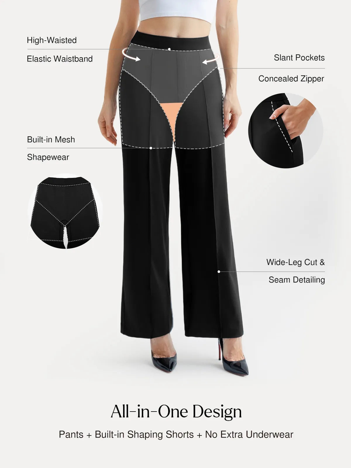 Shapewear High-Waisted Tummy Control Wide Leg Trousers